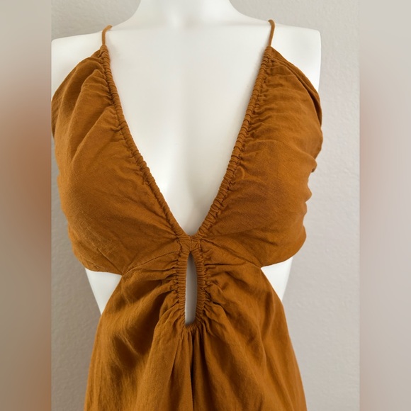 Banana Republic Manon Linen Blend Maxi Cutout Dress Sz 10 - Picture 4 of 15